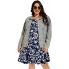 image:imageelescat Plus Size Summer Dresses for Women Casual Short Sleeve Pockets Loose Oversized T Shirt Sundress 2026Dark Blue Floral
