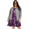 image:imageelescat Plus Size Summer Dresses for Women Casual Short Sleeve Pockets Loose Oversized T Shirt Sundress 2026Deep Purple Floral