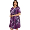 image:imageelescat Plus Size Summer Dresses for Women Casual Short Sleeve Pockets Loose Oversized T Shirt Sundress 2026Deep Purple Floral