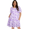 image:imageelescat Plus Size Summer Dresses for Women Casual Short Sleeve Pockets Loose Oversized T Shirt Sundress 2026Purple Floral