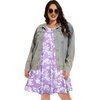 image:imageelescat Plus Size Summer Dresses for Women Casual Short Sleeve Pockets Loose Oversized T Shirt Sundress 2026Purple Floral