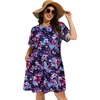 image:imageelescat Plus Size Summer Dresses for Women Casual Short Sleeve Pockets Loose Oversized T Shirt Sundress 2026Rose Red Floral
