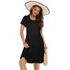 image:imageSummer Dresses for Women Casual Tshirt Short Sleeve Floral Sundress Beach Cover Ups with Pockets 2026A Black