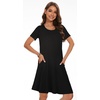 image:imageSummer Dresses for Women Casual Tshirt Short Sleeve Floral Sundress Beach Cover Ups with Pockets 2026A Black
