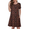 image:imageSummer Dresses for Women Casual Tshirt Short Sleeve Floral Sundress Beach Cover Ups with Pockets 2026A Black Orange Floral