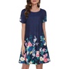 image:imageSummer Dresses for Women Casual Tshirt Short Sleeve Floral Sundress Beach Cover Ups with Pockets 2026A Blue Flower
