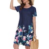 image:imageSummer Dresses for Women Casual Tshirt Short Sleeve Floral Sundress Beach Cover Ups with Pockets 2026A Blue Flower