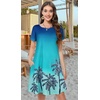 image:imageSummer Dresses for Women Casual Tshirt Short Sleeve Floral Sundress Beach Cover Ups with Pockets 2026A Blue Hawaiian Tree
