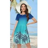 image:imageSummer Dresses for Women Casual Tshirt Short Sleeve Floral Sundress Beach Cover Ups with Pockets 2026A Blue Hawaiian Tree