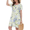 image:imageSummer Dresses for Women Casual Tshirt Short Sleeve Floral Sundress Beach Cover Ups with Pockets 2026A White Purple Floral