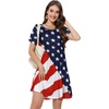 image:imageSummer Dresses for Women Casual Tshirt Short Sleeve Floral Sundress Beach Cover Ups with Pockets 2026American Flag
