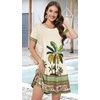 image:imageSummer Dresses for Women Casual Tshirt Short Sleeve Floral Sundress Beach Cover Ups with Pockets 2026Apricot Leaves