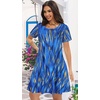 image:imageSummer Dresses for Women Casual Tshirt Short Sleeve Floral Sundress Beach Cover Ups with Pockets 2026B Blue Stripe