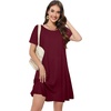 image:imageSummer Dresses for Women Casual Tshirt Short Sleeve Floral Sundress Beach Cover Ups with Pockets 2026B Burgundy