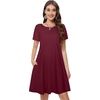image:imageSummer Dresses for Women Casual Tshirt Short Sleeve Floral Sundress Beach Cover Ups with Pockets 2026B Burgundy