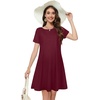 image:imageSummer Dresses for Women Casual Tshirt Short Sleeve Floral Sundress Beach Cover Ups with Pockets 2026B Burgundy