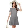 image:imageSummer Dresses for Women Casual Tshirt Short Sleeve Floral Sundress Beach Cover Ups with Pockets 2026B Dark Grey