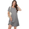 image:imageSummer Dresses for Women Casual Tshirt Short Sleeve Floral Sundress Beach Cover Ups with Pockets 2026B Dark Grey