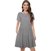 image:imageSummer Dresses for Women Casual Tshirt Short Sleeve Floral Sundress Beach Cover Ups with Pockets 2026B Dark Grey