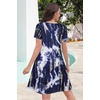 image:imageSummer Dresses for Women Casual Tshirt Short Sleeve Floral Sundress Beach Cover Ups with Pockets 2026B Deep Blue Tie Dye