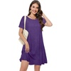 image:imageSummer Dresses for Women Casual Tshirt Short Sleeve Floral Sundress Beach Cover Ups with Pockets 2026B Purple