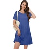 image:imageSummer Dresses for Women Casual Tshirt Short Sleeve Floral Sundress Beach Cover Ups with Pockets 2026B Royal Blue