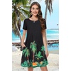 image:imageSummer Dresses for Women Casual Tshirt Short Sleeve Floral Sundress Beach Cover Ups with Pockets 2026Black Coconut Tree