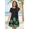 image:imageSummer Dresses for Women Casual Tshirt Short Sleeve Floral Sundress Beach Cover Ups with Pockets 2026Black Coconut Tree