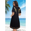 image:imageSummer Dresses for Women Casual Tshirt Short Sleeve Floral Sundress Beach Cover Ups with Pockets 2026Black Flower Bouquet