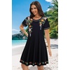 image:imageSummer Dresses for Women Casual Tshirt Short Sleeve Floral Sundress Beach Cover Ups with Pockets 2026Black Flower Bouquet
