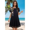 image:imageSummer Dresses for Women Casual Tshirt Short Sleeve Floral Sundress Beach Cover Ups with Pockets 2026Black Flower Bouquet