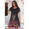 image:imageSummer Dresses for Women Casual Tshirt Short Sleeve Floral Sundress Beach Cover Ups with Pockets 2026Black Purple