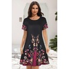 image:imageSummer Dresses for Women Casual Tshirt Short Sleeve Floral Sundress Beach Cover Ups with Pockets 2026Black Purple