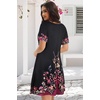 image:imageSummer Dresses for Women Casual Tshirt Short Sleeve Floral Sundress Beach Cover Ups with Pockets 2026Black Purple
