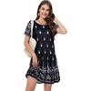 image:imageSummer Dresses for Women Casual Tshirt Short Sleeve Floral Sundress Beach Cover Ups with Pockets 2026Black White Boho