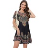 image:imageSummer Dresses for Women Casual Tshirt Short Sleeve Floral Sundress Beach Cover Ups with Pockets 2026Black Yellow Boho
