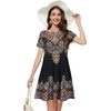 image:imageSummer Dresses for Women Casual Tshirt Short Sleeve Floral Sundress Beach Cover Ups with Pockets 2026Black Yellow Boho