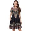 image:imageSummer Dresses for Women Casual Tshirt Short Sleeve Floral Sundress Beach Cover Ups with Pockets 2026Black Yellow Boho