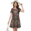 image:imageSummer Dresses for Women Casual Tshirt Short Sleeve Floral Sundress Beach Cover Ups with Pockets 2026Blue Boho Print