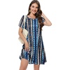 image:imageSummer Dresses for Women Casual Tshirt Short Sleeve Floral Sundress Beach Cover Ups with Pockets 2026Blue Boho Stripe