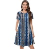 image:imageSummer Dresses for Women Casual Tshirt Short Sleeve Floral Sundress Beach Cover Ups with Pockets 2026Blue Boho Stripe