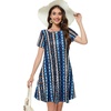 image:imageSummer Dresses for Women Casual Tshirt Short Sleeve Floral Sundress Beach Cover Ups with Pockets 2026Blue Boho Stripe