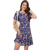 image:imageSummer Dresses for Women Casual Tshirt Short Sleeve Floral Sundress Beach Cover Ups with Pockets 2026Blue Colorful Floral