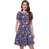 image:imageSummer Dresses for Women Casual Tshirt Short Sleeve Floral Sundress Beach Cover Ups with Pockets 2026Blue Colorful Floral