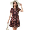 image:imageSummer Dresses for Women Casual Tshirt Short Sleeve Floral Sundress Beach Cover Ups with Pockets 2026Brown Boho