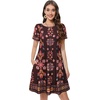 image:imageSummer Dresses for Women Casual Tshirt Short Sleeve Floral Sundress Beach Cover Ups with Pockets 2026Brown Boho