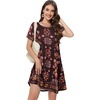 image:imageSummer Dresses for Women Casual Tshirt Short Sleeve Floral Sundress Beach Cover Ups with Pockets 2026Brown Boho