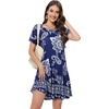 image:imageSummer Dresses for Women Casual Tshirt Short Sleeve Floral Sundress Beach Cover Ups with Pockets 2026Deep Bule Boho