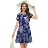 image:imageSummer Dresses for Women Casual Tshirt Short Sleeve Floral Sundress Beach Cover Ups with Pockets 2026Deep Bule Boho