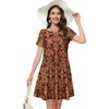 image:imageSummer Dresses for Women Casual Tshirt Short Sleeve Floral Sundress Beach Cover Ups with Pockets 2026Wine Red Yellow Floral